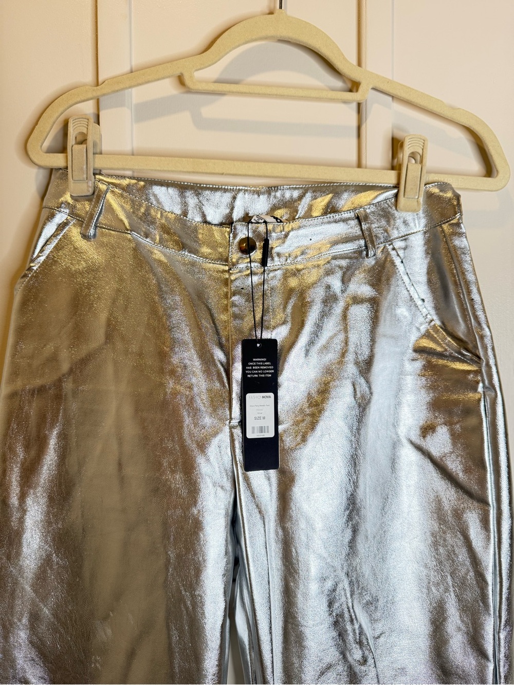 Metallic Silver Women's Pants